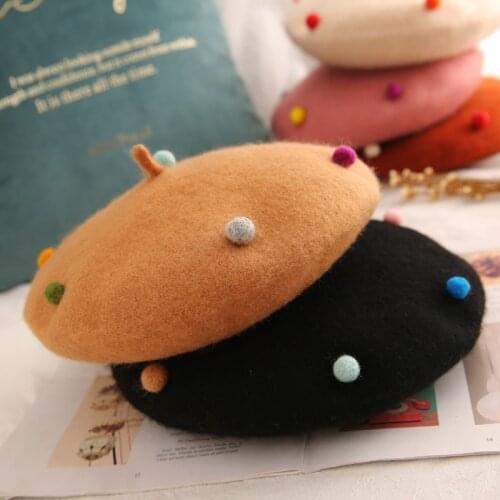 Wool Women Girls Winter Berets Vintage Warm Beret Hats Girls Flat Cap Beret for Women Winter Beret Lolita Plaid Newsboy Hat