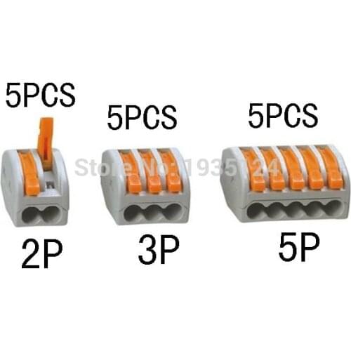 Wire connector 15 PCS PCT-212 213 215 5pcs 2P + 5pcs 3P + 5pcs 5P Universal Compact Wire ConnectorTerminal Block