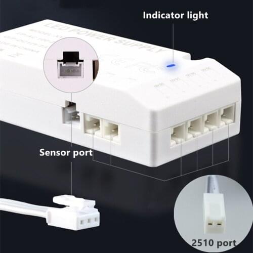 AC110V-220V to DC12V Lighting Transformer 2510 Port Driver Hand Door Sensor LED Cabinet Strip Light Power Supply 18W 24W 36W