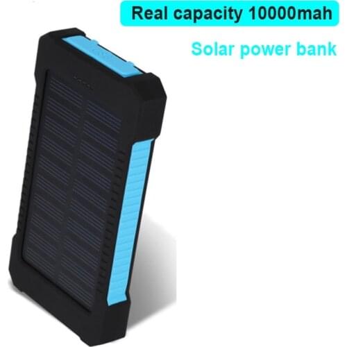New Solar Power Bank Waterproof 10000mAh Solar Charger 2 USB Ports External Charger mini Powerbank for Xiaomi iPhone Smartphone