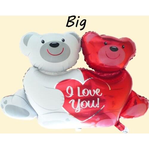 Wedding Decorations Big Double Bears Balloons Hug Heart I Love You Foil Balloon Childrens Birthday Party Valentine’s Day Decor