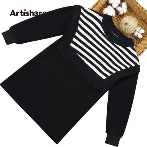 Girls Knitted Dress Thick Sweater Dress For Girl 2021 New Dress Kids Winter Costume For Girls 6 8 10 12 14