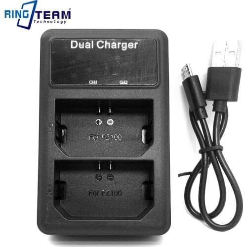 Dual USB LCD Charger for NP-FZ100 FZ100 Battery Fits Sony ILCE-9 ILCE Alpha 9 A9 Alpha 7M3 A7M3 ILC-7R3 A7RIII A7C Cameras
