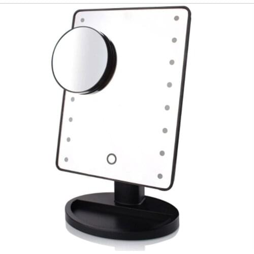 Makeup Mirror With 16 LEDs Cosmetic Mirror Touch Dimmer Switch Battery Operated Vanity Mirror With Stand For Tabletop