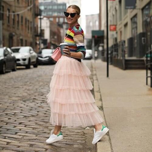 Princess Peach Tutu Skirt mujer faldas Long Tiered High Elastic Waist Women Outfits Tulle Skirts Pleated юбка femme jupes