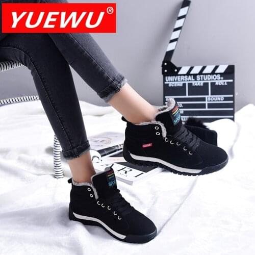 YUEWU Women’S Large Size High Cotton Padded Shoes Cattle Anti Cashmere Texture Of Material Two Color Options