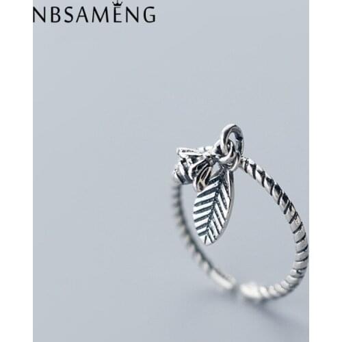 100% 925 Sterling Silver Wedding Rings For Women Bee Flower Vintage Engagement Ring Jewelry Luxury Brand Jewelry Gift