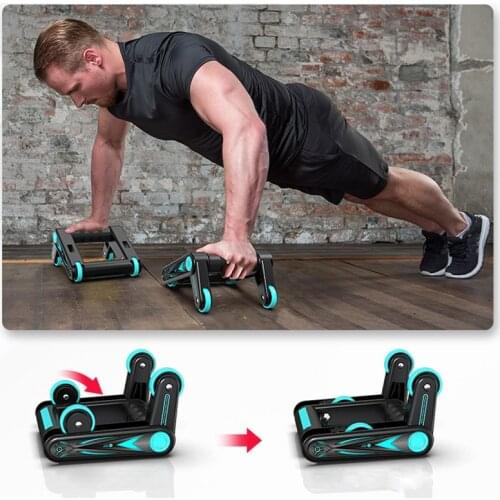 2pcs Foldable Abdominal Wheel Arm Strength Fitness Exercise Push Up Rack Ab Roller Muscle Training Multi-function Gym Equipment