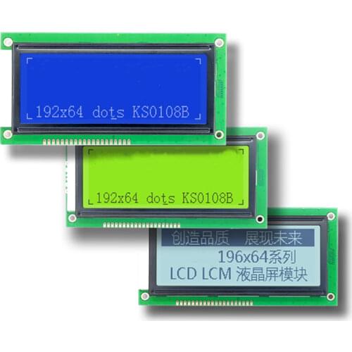 20PIN LCD19264A Screen Module KS0108B KS0107 Controller 5V Parallel Interface Yellow Green Backlight