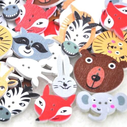 30pcs Mixed Animal Wood Buttons for Sewing Scrapbooking Clothing Headwear Handmade Crafts Home Decor Accessories 15-30mm WB237