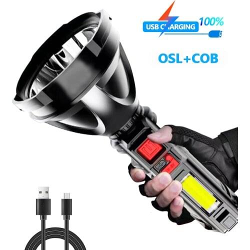 30000Lumens Led USB Flashlight Ultra Bright Torch Camping Light 4 Lighting Modes Bicycle Light COB Work Light Built-in Battery