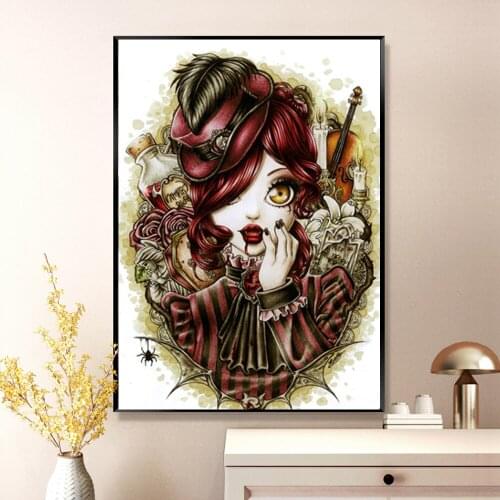 5D Art Illustration Vampire Girl Full Diamond Painting Cross Stitch Mosaic Embroidery Rhinestone Exquisite Decoration DIY