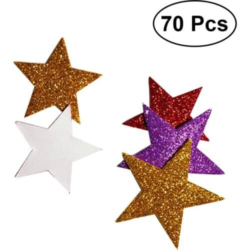 70pcs Glitter Foam Stickers Self-adhesive EVA Foam Sticker Star Shape Stickers for DIY Classroom Decoration