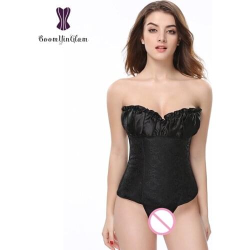Wholesale High Quality Ruffled Top Lace Up Boned Bridal Corset Slimming Waist Shapewear Bodysuit Bridal Bustiers & Corsets 864
