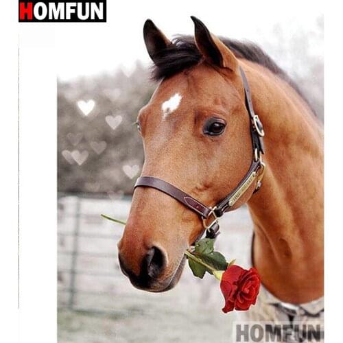 HOMFUN Full Square/Round Drill 5D DIY Diamond Painting "Animal horse" Embroidery Cross Stitch 5D Home Decor Gift A14899