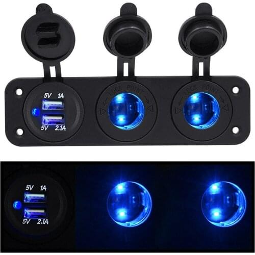 12V Car Power Adapter Dual USB Cigarette Lighter Socket For Car Trunk Charger Mobile Phone Female Charging Socket