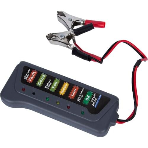 12V Auto Car Digital Battery Alternator Tester 6 LED Lights Display Diagnostic Tool for Cars Vehicle Motorcycle Batteries