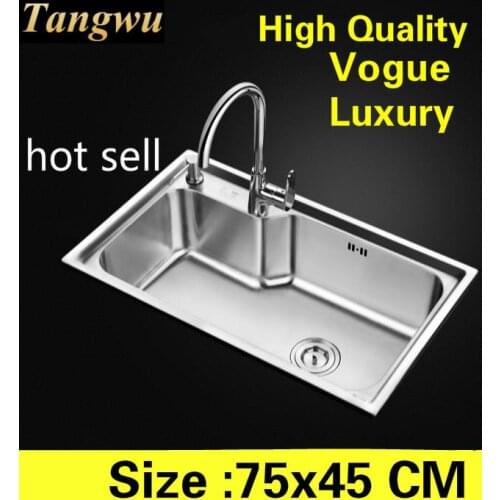 Free shipping Apartment wash vegetables kitchen single trough sink high quality 304 stainless steel hot sell large 75x45 CM