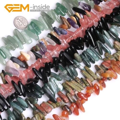 12-20mm Irregular Spike Wand Points Stick Assorted Material Natural Gem Stones Jewelry Making Beads DIY 15" Strand Wholesale