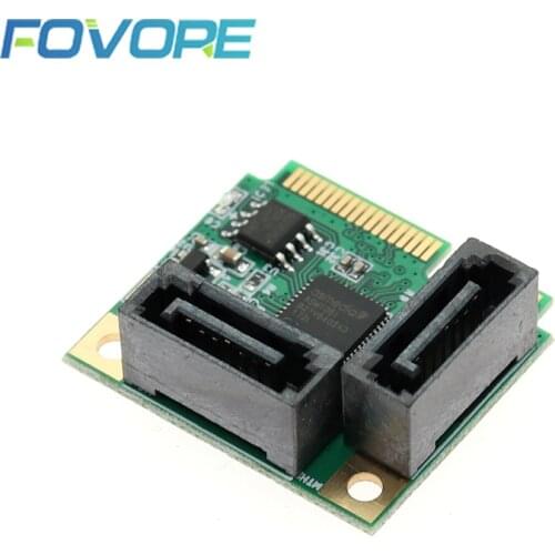 Add On Cards Mini PCI-E PCI Express to 2 Ports SATA 3.0 Converter SSD HDD SATA3 Controller Expansion Card SATA Multiplier