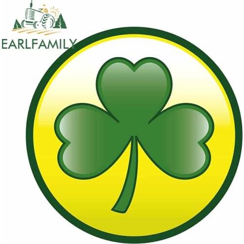 EARLFAMILY 13cm x 12.7cm for Three Leaf Clover Car Stickers Cartoon Personality Decal Decoration Vinyl Material Car Assessoires