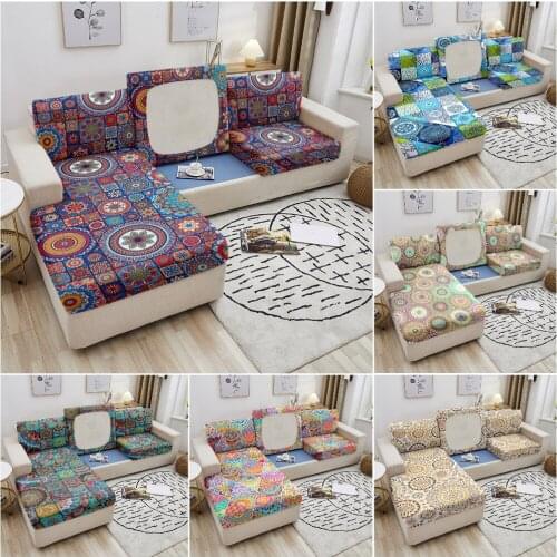 Elastic Sofa Seat Cushion Covers for Living Room Mandala Furniture Slipcovers Elasticated Couch Cushion Seat Cover 1/2/3/4 Seats