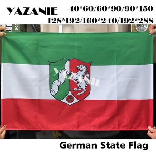 YAZANIE Germany State Flag of North Rhine Westphalia 90x150cm Polyester Flying Festival Home Decoration Flags and Banners