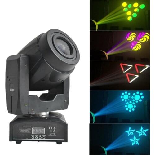 7 Colors+White Rainbow Effect 60W LED Moving Head Light 3 Face Prism Gobo LED Spot Moving Head Light Follow Music Rotating