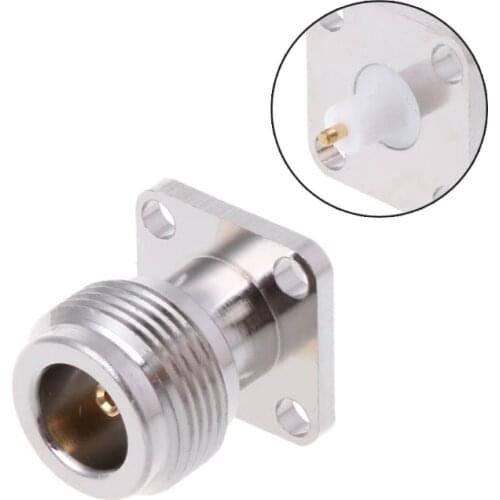 N-KFD-5 N Female Jack Panel Mount RF Coax Connector Flange Solder Nickelplated