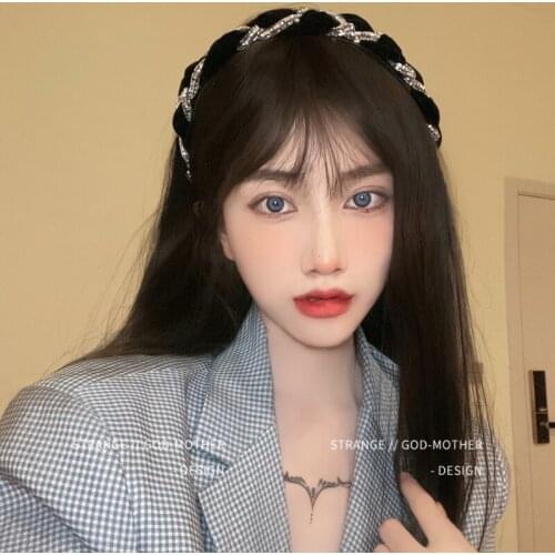 Korean braided headband female twist twine super flash rhinestone wave retro French hairpin summer new tide hair accessories