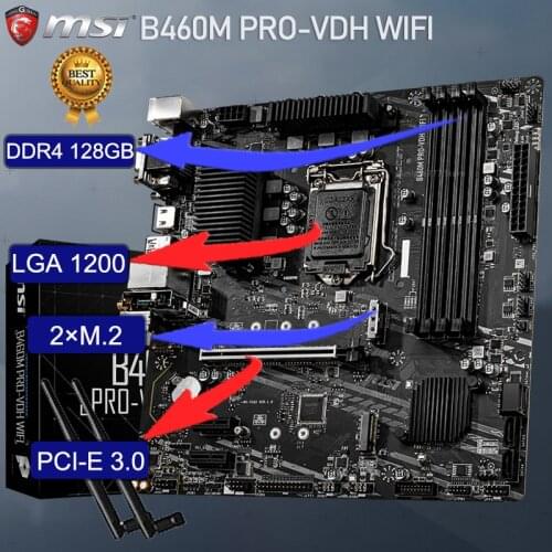 MSI LGA 1200 B460M PRO-VDH WIFI B460 Motherboard PCI-E 3.0 DDR4 128GB SATA III Intel 10TH Gen USB3.2 Motherboard Placa-mãe New