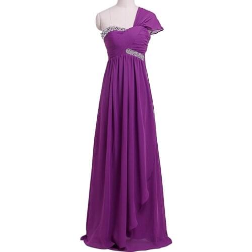 Fashion Floor-Length 2016 hot Purple Royal Blue A-Line Chiffon One-shoulder Cap Sleeve Sweetheart Bridesmaid Formal Prom Dress