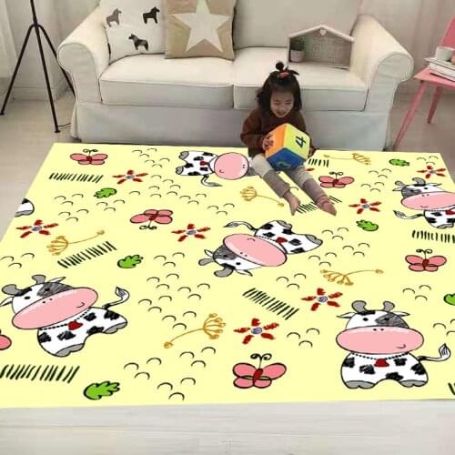 Cartoon Cows Shaggy Anti-Skid Floor play Mats 3D Carpet Non-slip Rug Dining Living Room Soft Kids Bedroom Mat Carpet