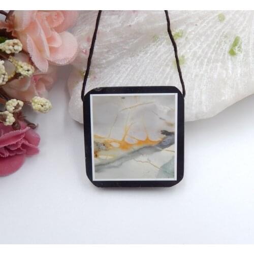 Obsidian Intarsia Semi-precious stones, Jewelry accessories Pendants 37x37x5mm16.5g