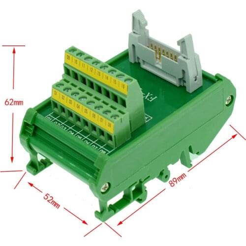 IDC16 male to 16P terminal block breakout board idc16 connector PLC relay adapter DIN Rail Mounting 2row C45 35mm