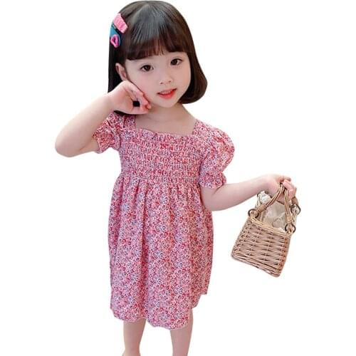 Dresses For Girls Floral Pattern Baby Girls Dresses Summer Children Party Dresses Casual Style Girl Costume