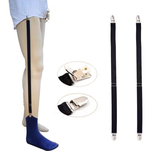 Hot Sale Black Mens Shirt Stays Garters Elastic Polyester Adjustable Shirt Holder Sock Suspenders tirantes hombre