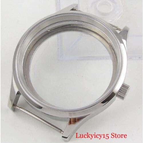 Stainless Steel Polished 43mm Watch Case Fit ETA 6497 6498 Hand Winding Movement