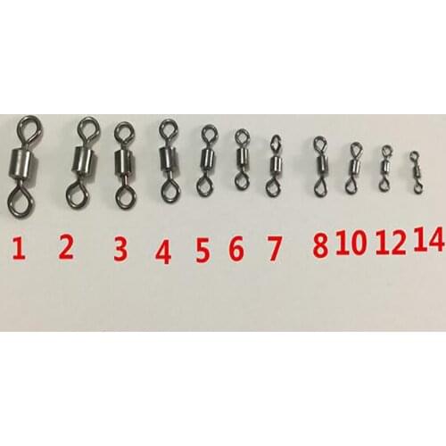 200 PCS/Lot Fishing Swivels Ball Bearing Swivel With Safety Snap Solid Rings Rolling Swivel For Carp Fishing Accessories