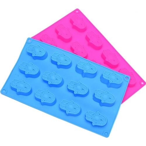 Mold Silicone 12 Holes Mini HAMSA Lotus in The Palm Soap Khamsah DIY for Soap Making Hand of Fatima Mascot Mold