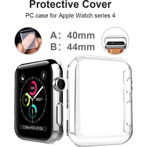 Silicone Hard Case For Apple Watch Series 4 44mm 40mm PC Protector Cases For Iwatch All-Around Cover Ultra-Thin Clear Frame