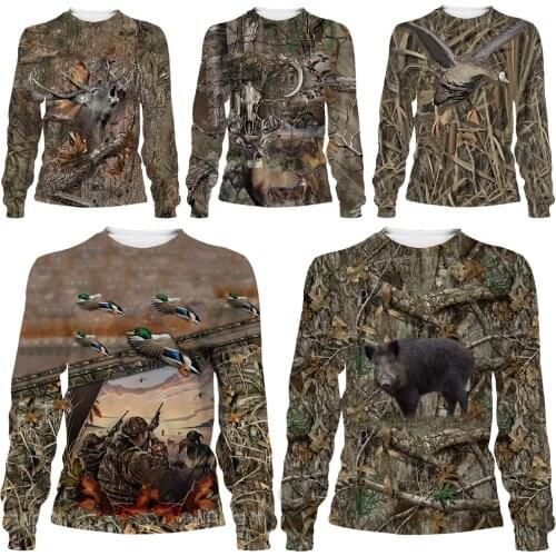 Mamba Top 3D Deer Shirts Men Hip Hop Field Hide Hunt Animals Wild Boar Sweatshirt Women Reed Camouflage Pheasant Hunter Pullover
