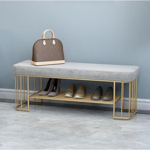 Customize color change shoe stool with shoe storage rack door side home sofa stool ottoman simple living room rest bench sofa