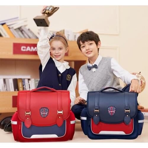 Navy Blue Red Pink Elementary School Bag For 5-8 Years Boys Girls Children Orthopedic 1-4 Grades Kids Backpack Shouder Schoolbag