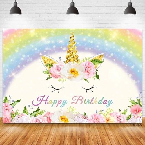 Unicorn And Rainbow Theme Photo Studio Vinyl Backgrounds Birthday Party Photocall Baby Children Girls Art Photography Backdrops