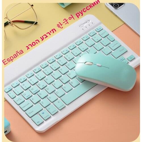 Jelly Comb Russian Spanish Hebrew Korean Bluetooth Keyboard Wireless Mouse Set for iPad 5th 6 6th 9.7 10.2 10.5 Air4 Phone