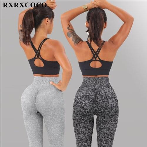 RXRXCOCO Womens Leggings Seamless Sport Yoga Gradient Color Fitness Yoga Pants High Waist Push Up Pants Elastic Sport Leggings
