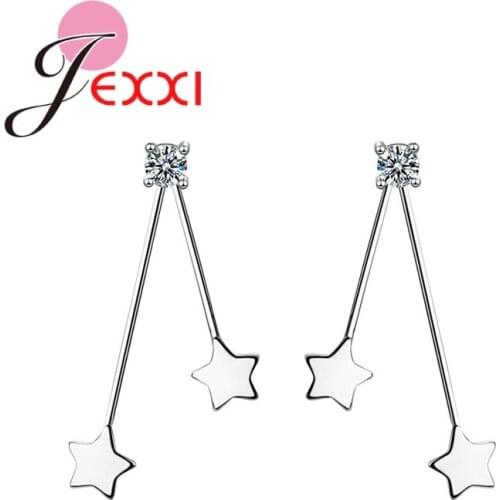 Women Female New Fashionable Star High Quality 925 Sterling Silver Super Shinning Cubic Zirconia Dop Earrings Jewelry Crystal