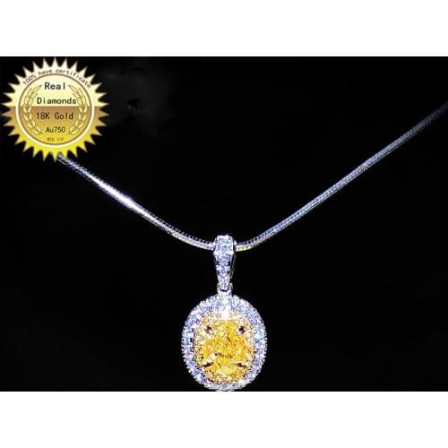 18K gold necklace natural 0.35ct yellow diamond and 0.2ct white diamonds necklace 011