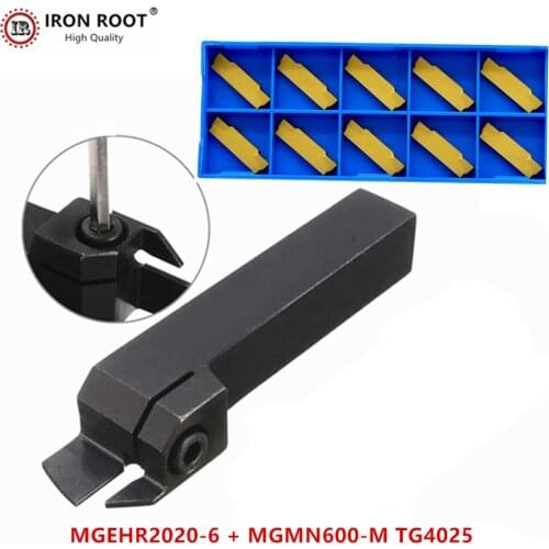 1P MGEHR2020-6 / MGEHL2020-6 Grooving Tool Holder + 10P MGMN600 CNC Carbide Insert Metal Lathe Cutting Turning